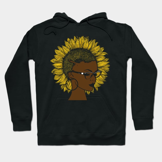 Funny Black Queen Sunflower Gift For Women Hoodie by cotevalentine